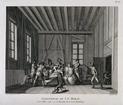 The arrest of Charlotte Corday after the assassination of Marat in his bath