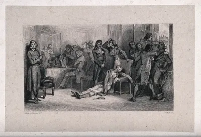 The arrest of Robespierre after his failed suicide attempt