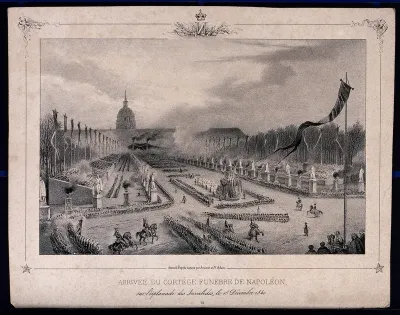 The arrival of the funeral cortège of the remains of Napoleon Bonaparte in the esplanade des Invalides in Paris in 1840