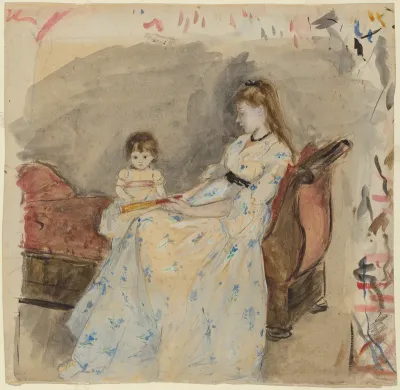 The Artist's Sister, Edma, with Her Daughter, Jeanne (recto); The Artist's Sister Edma Seated Outdoors (verso)