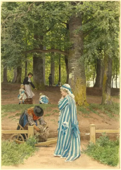 The Artist's Wife and Daughters in a Park at Heringsdorf