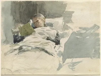 The Artist's Wife Reading in Bed