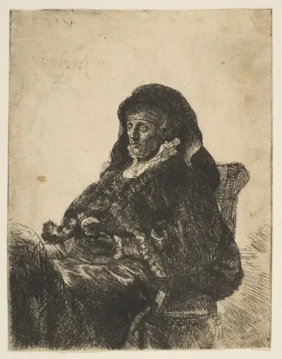 The Artist's Mother Seated at a Table, Looking Left: Three Quarter Length