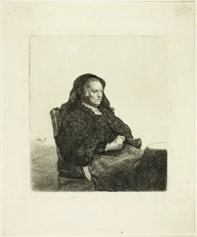 The Artist's Mother Seated at a Table, Looking Right: Three Quarter Length