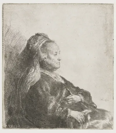 The artist's mother seated, in an oriental headdress: half length