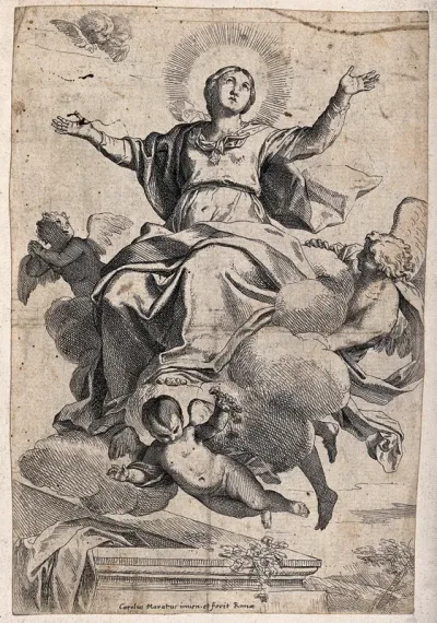 The Assumption of the Virgin Mary, borne by angels