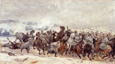 The attack of the Liechtenstein hussars during the skirmish at Sankelmark
