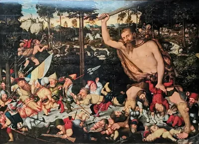 The awakened Hercules and the Pygmies