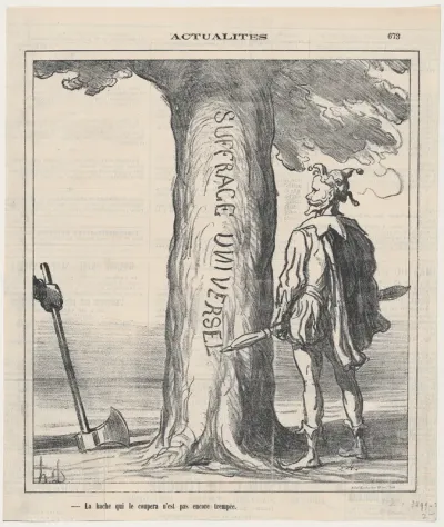 The axe that may cut him has not been forged yet, from 'News of the day,' published in "Le Charivari"