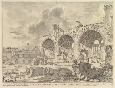 The Basilica of Constantine (Veduta degli avanzi della Casa aurea di Nerone, detti volgarmente il Tempio della Pace), from "Vedute di Roma"