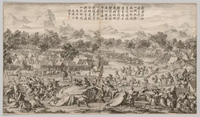 The Battle at Elei Zhalatu: from Battle Scenes of the Quelling of Rebellions in the Western Regions, with Imperial Poems