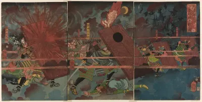 The Battle at Jinju during Masakiyo's Conquest of Korea (Masakiyo Sankan taiji, Shinshujo kassen no zu)