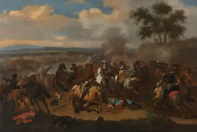 The Battle of the Boyne, Ireland, between Kings James II and William III, 12 July 1690
