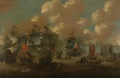 The Battle of the Sound with the Eendracht Engaging Two Swedish Warships, 1658