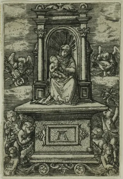 'The Beautiful Virgin of Regensburg' with the Child on a Throne, Surrounded by Angels with Musical Instruments
