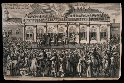 The beheading of Charles I outside the Banqueting Hall of Whitehall in 1649