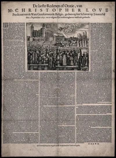 The beheading of Christopher Love on Tower Hill, London, in 1651