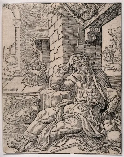 The blinding of Tobit by bird-droppings falling on his eyes