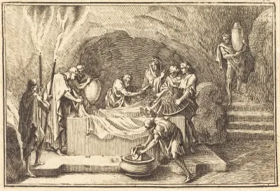 The Body of Christ being Covered with Flowersand Perfume