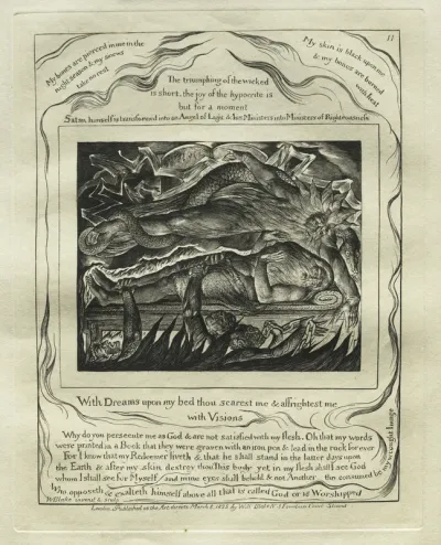 The Book of Job:  Pl. 11, With Dreams upon my bed thou scarest me and affrightest me / with Visions