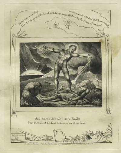 The Book of Job:  Pl. 6, And smote Job with sore Boils / from the sole of his foot to the crown of his head