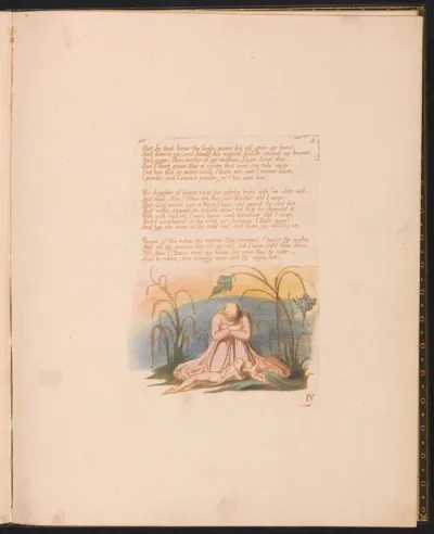 The Book of Thel, Plate 7, "But he that loves the lowly..."
