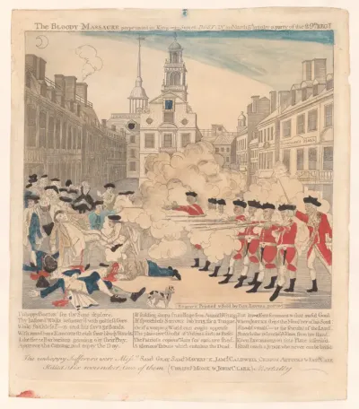 The Boston Massacre, or, The Bloody Massacre perpetrated in King Street, Boston on March 5, 1770 by a party of the 29th Regiment