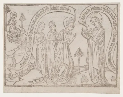 The Bridegroom Offering a Crown to the Bride, from a "Canticum Canticorum" block book, second edition