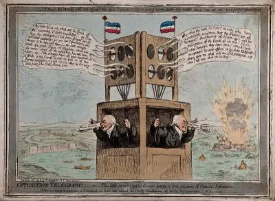 The British military expedition against the Bruges-Ostend canal, 1798: Joseph Jekyll M.P provides two different reports on it by telegraph, using rolled-up newspapers as telescopes