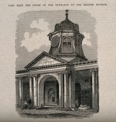 The British Museum at Montague House: the entrance tower, seen from the courtyard