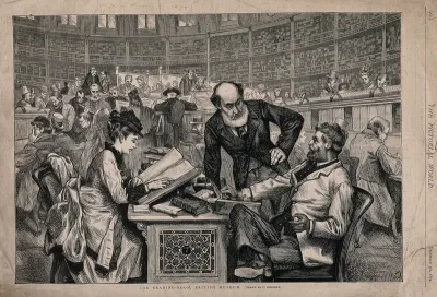 The British Museum: the interior of the reading room, in use