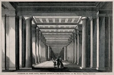 The British Museum: the interior of the West Wing, with visitors