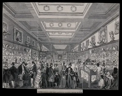 The British Museum: the Zoological Gallery, crowded with holiday visitors