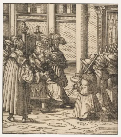 The Brown and White Party Asking Mercy from the Old White King, from Der Weisskunig