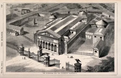 The buildings for the Florence Exhibition, Florence, Italy: aerial view