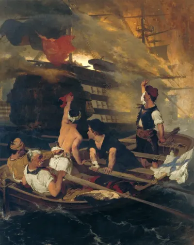 The Burning of the Turkish Flagship by Kanaris