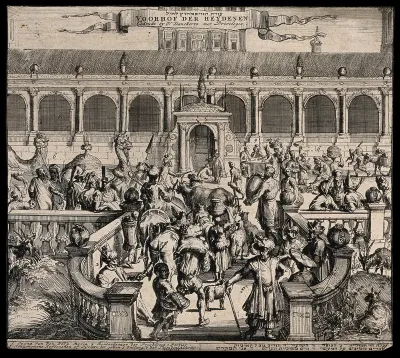 The bustling courtyard of the temple of Solomon