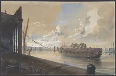 The Cable Passed From the Works into the Hulk (the Old Frigate Iris) Lying in the Thames at Greenwich