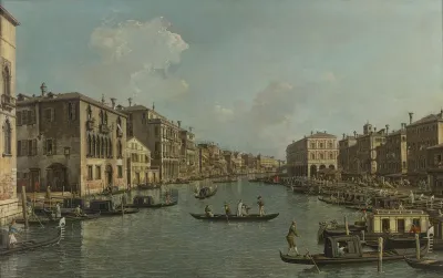 The Canal Grande with a View Southeast toward the Rialto Bridge