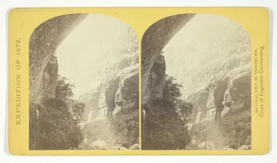 The Cañon of Kanab Creek, near its junction with the Grand Cañon of the Colorado. In the foreground is a dripping spring affording a shower bath. Temperature, 69° Fahr, No. 8 from the series "Geographical Explorations and Surveys West of the 100th Me