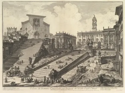 The Capitol and the steps of S. Maria in Aracoeli (Veduta del Romano Camipidoglio con scalinata che va alla chiesa d'Araceli)