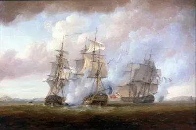 The capture of the Resistance and Constance by HMS San Fiorenzo and Nymphe, 9 March 1797