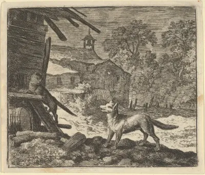 The Cat Climbs a Barn from Hendrick van Alcmar's Renard The Fox