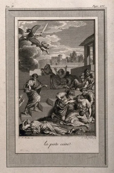 The cessation of plague, brought about by the angel of God