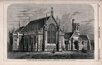 The Chapel at the Hospital for Consumption, Brompton Road, Fulham: viewed from the road