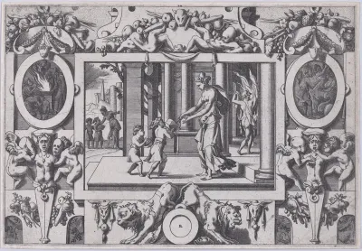The Children of Medea and Jason Give Creusa the Fatal Present (Par ses deux fils à l'épouse nouvelle envoyé en don la couronne mortelle...), from "Jason and the Golden Fleece"