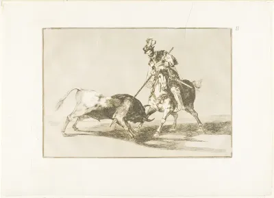 The Cid Campeador spearing another bull, plate eleven from The Art of Bullfighting