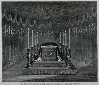 The coffin containing the remains of Mr