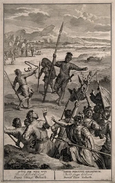 The combat between David and Goliath