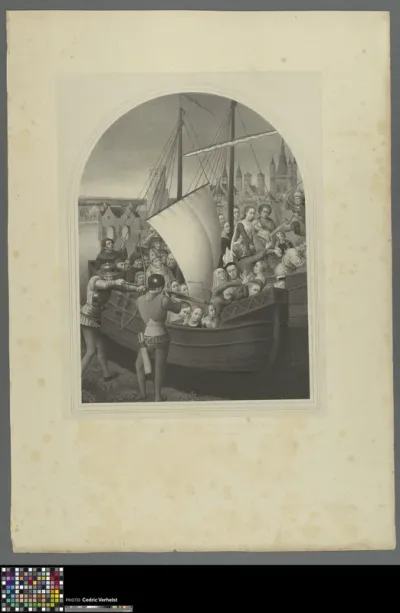 The companions of Saint Ursula, arriving in Cologne, are killed by Huns
